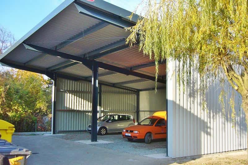 Mehrzwekchallen von ELF, Unterstand für Vereinsnutzung, Parkplatz mit Überdachung, Carport