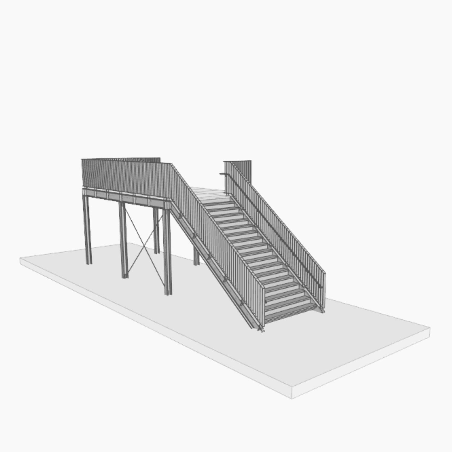 ELF Hallen und Maschinenbau bietet auch Metallbau an, Außentreppe mit Podest