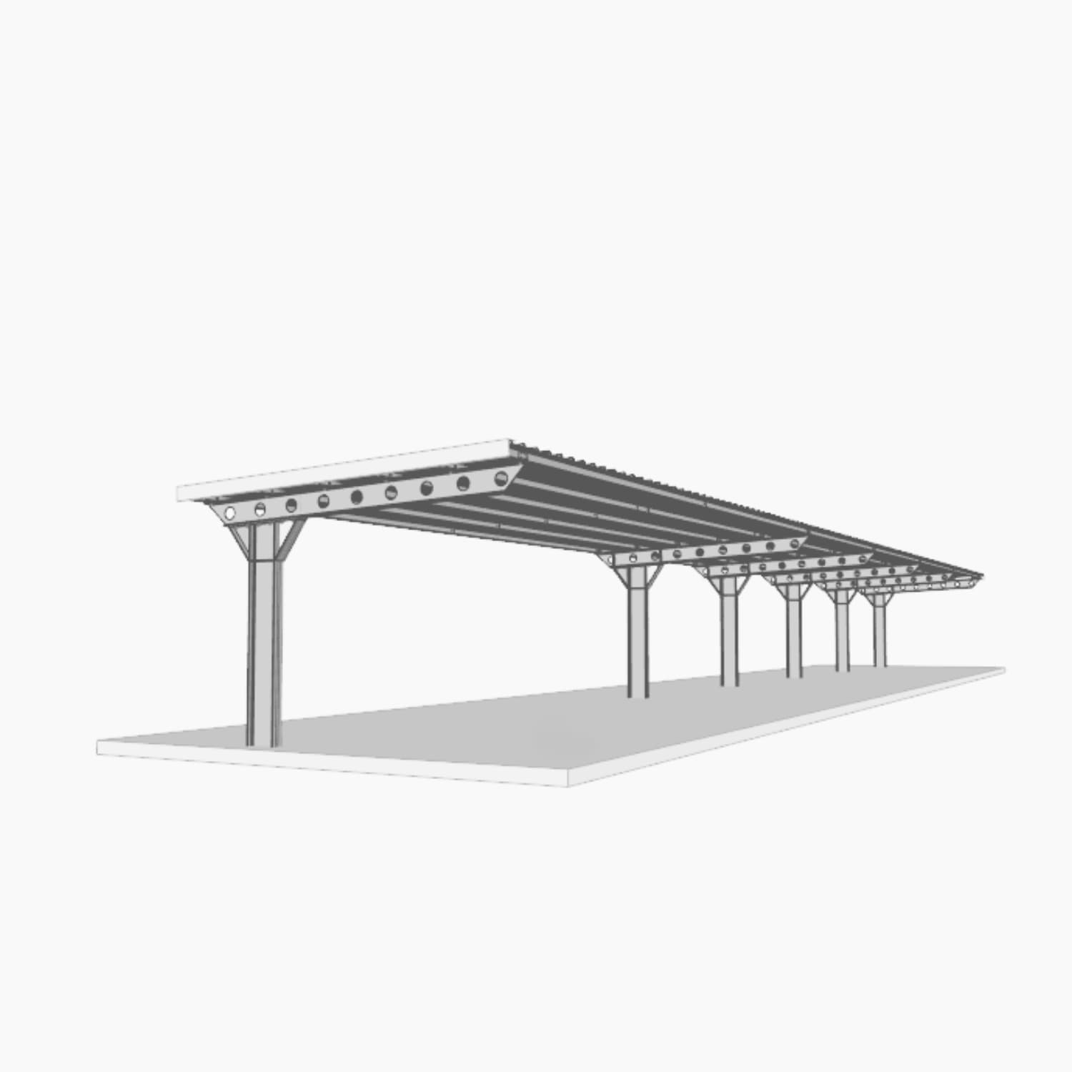 ELF Hallen und Maschinenbau bietet auch Metallbau an, Parkplatzüberdachung Version L