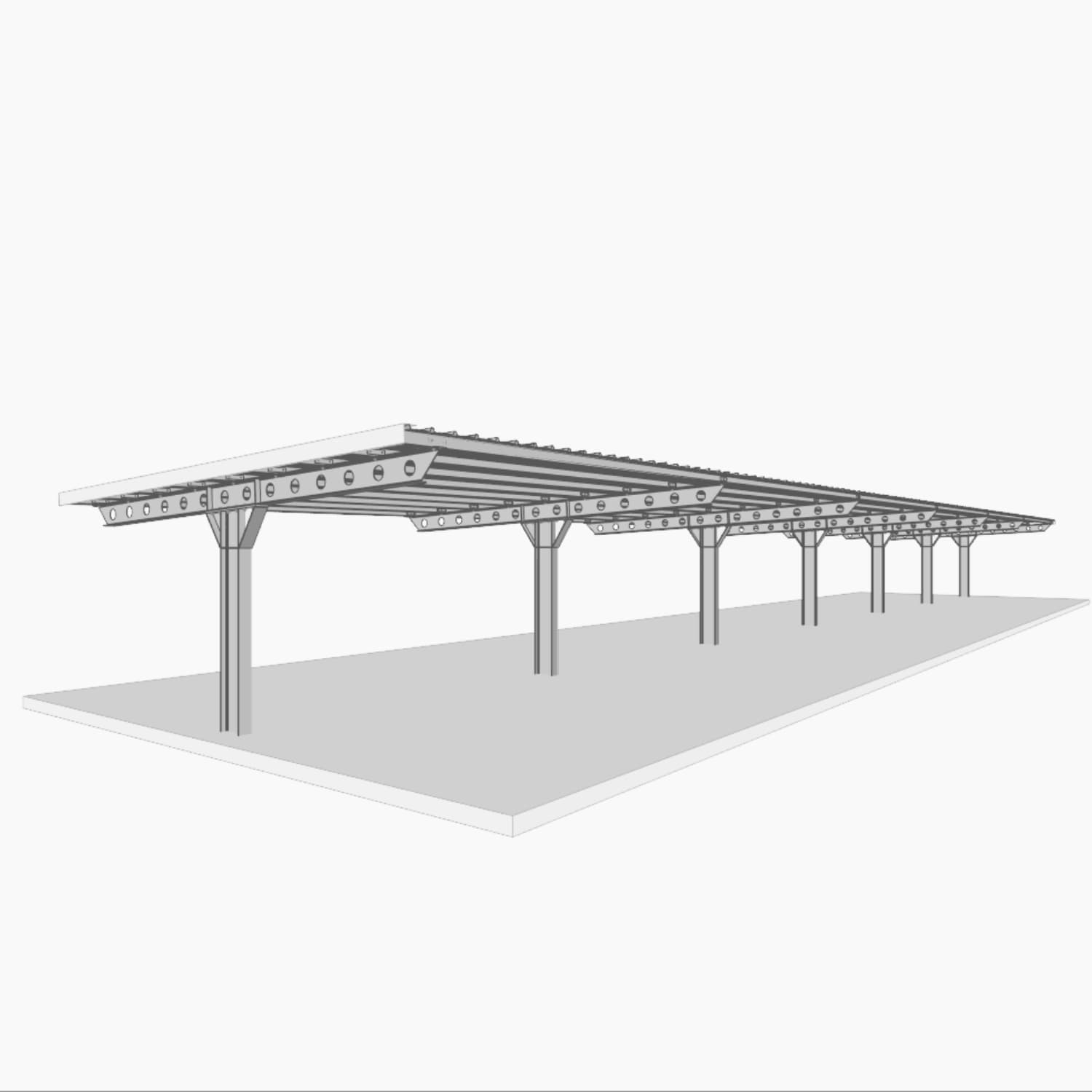 ELF Hallen und Maschinenbau bietet auch Metallbau an, Parkplatzüberdachung Version T