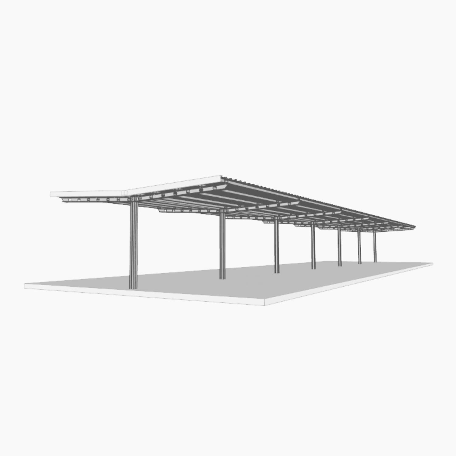 ELF Hallen und Maschinenbau bietet auch Metallbau an, Parkplatzüberdachung Version Y